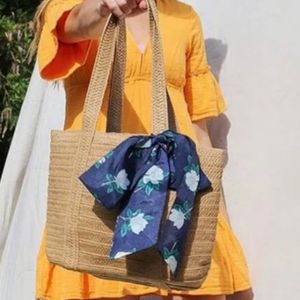 Draper James everyday straw bag with floral scarf